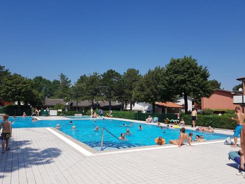a group of people in a swimming pool at Adriella apartments in Bibione