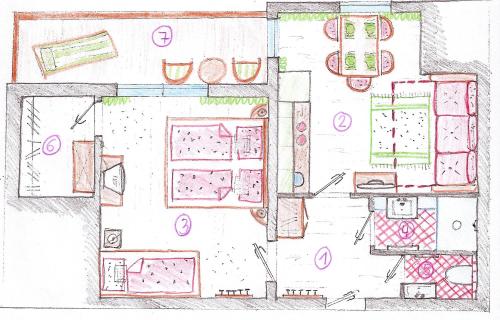 un esbozo de un plan de jardín en Oberreiter's Alpennest, en Fusch an der Glocknerstrasse