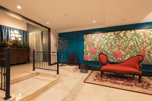 Χώρος καθιστικού στο Sara's Hotel