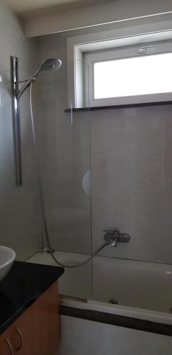 una doccia con porta in vetro in bagno di Elite 1 a Koksijde