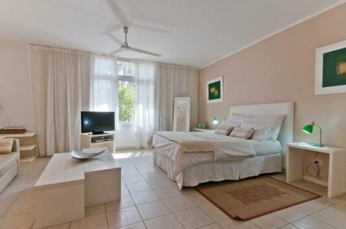 a bedroom with a large bed and a television at Terrazas de Carilo in Carilo