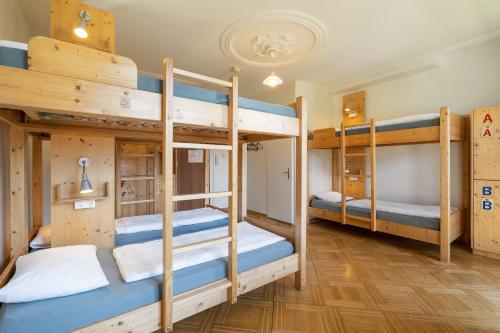 Chalet Hostel @ Backpackers Villa Interlaken tesisinde bir ranza yatağı veya ranza yatakları
