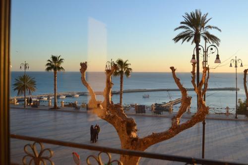 a view of a beach with palm trees and the ocean at BnB Agorà Panoramic Rooms in Sciacca