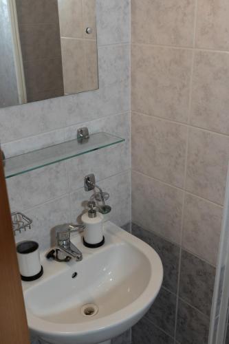 a bathroom with a sink and a mirror at Natura in Trenčianske Teplice