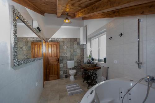a bathroom with a bath tub and a toilet at LUXURY VILLA HEAVEN nr. 2 in Donji Muć