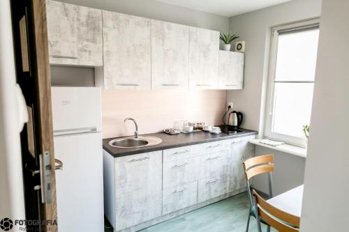 Dapur atau dapur kecil di Hostel Barbórka