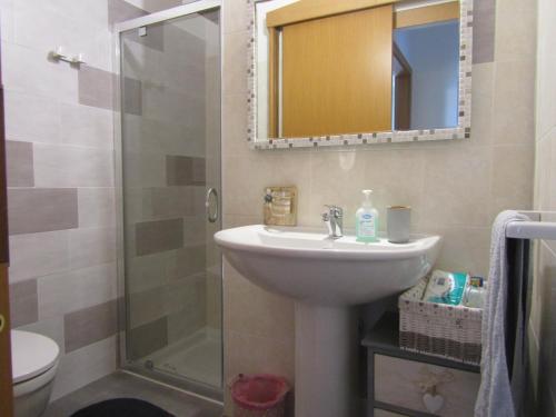 a bathroom with a sink and a shower at Relais La Terrazza in Palmadula