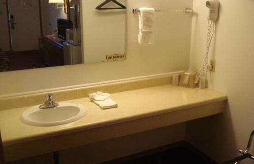 uma casa de banho com um lavatório e um espelho em Yorkshire Motel em York