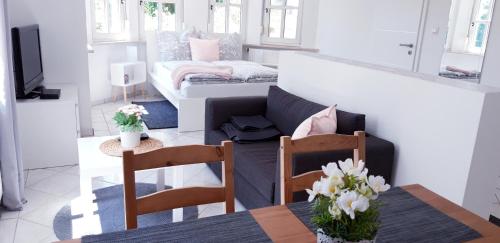 Säng eller sängar i ett rum på Apartment Donaublick