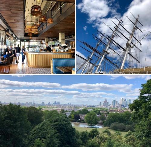 a collage of two pictures of a city skyline at Lovely New York style flat in Greenwich - Blackheath in London