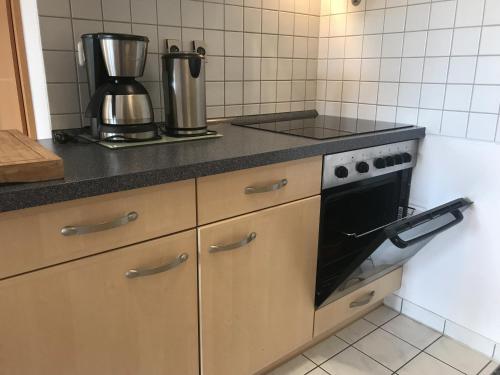 Dapur atau dapur kecil di Ferienwohnung direkt am Ryck- Nähe UNI und Kliniken