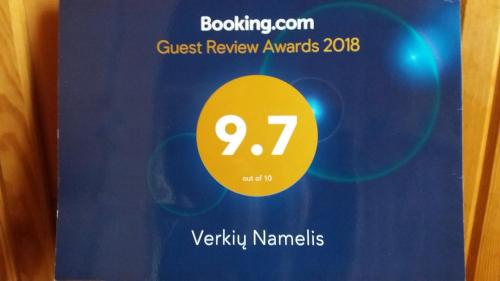 a screenshot of the guest review app on a smartphone at Verkių Namelis in Vilnius