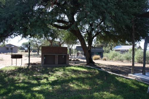 a picnic shelter under a tree in a field at Out Of Nature Country Lodge in Windhoek