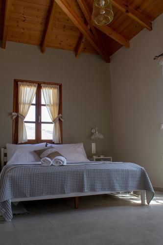 a bedroom with a large bed with a window at Sea and Creek in Katelios
