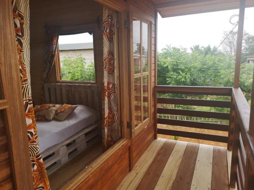 Balkón nebo terasa v ubytování Jo's Nature Cabin