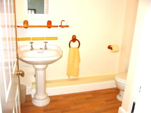 a bathroom with a sink and a toilet at Home farm cottage Guest House in Norwich