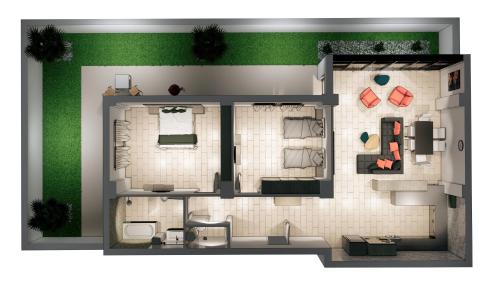 a rendering of a floor plan of a house at RESIDENCE TOURISTIQUE DU PORT in Alger