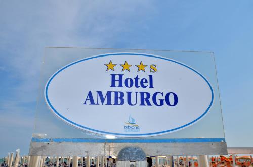 a sign for a hotel amnesia at Hotel Amburgo in Bibione