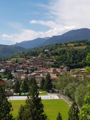 a view of a town with mountains in the background at El Niu de Martinet in Martinet