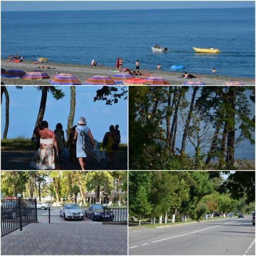 a collage of photos of people on the beach at Kobuleti Residence Studios Apartament Maco in K'obulet'i