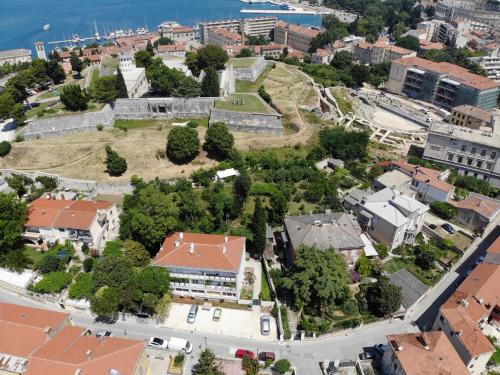 an aerial view of a city with buildings at Boutique Suites Joyce in Pula