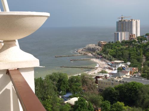 a view of the ocean from a building at Arcadia Palace Apartments with Sea View in Odesa