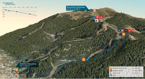 a map of a mountain with trees on it at Haus am Römerbad in Bad Kleinkirchheim
