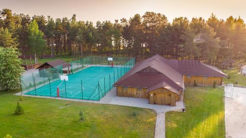 A view of the pool at Dzintarkrasts or nearby