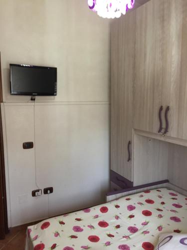 a bedroom with a bed and a tv on the wall at Rudy Arenaile in Arenella