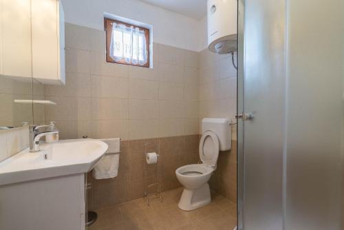 een badkamer met een toilet en een wastafel bij Apartment Summer in Sukošan