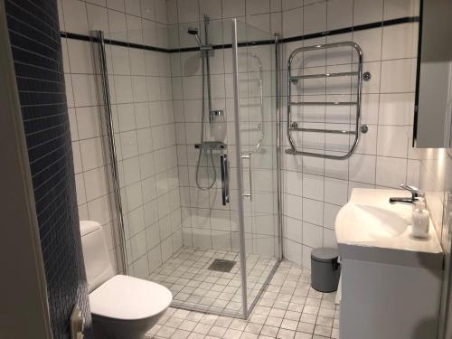 Ett badrum på Apartments Strandgatan Visby