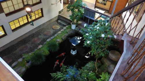 an overhead view of a garden in a building at Walking Pilgrimage Hotel Tokiwa Ryokan in Ōzu