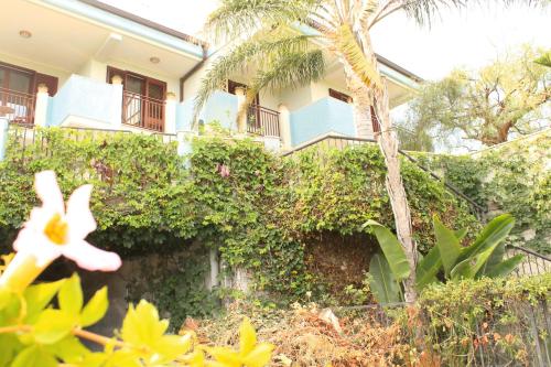a building with plants and flowers in front of it at Villa i Minnulareddi in Giardini Naxos