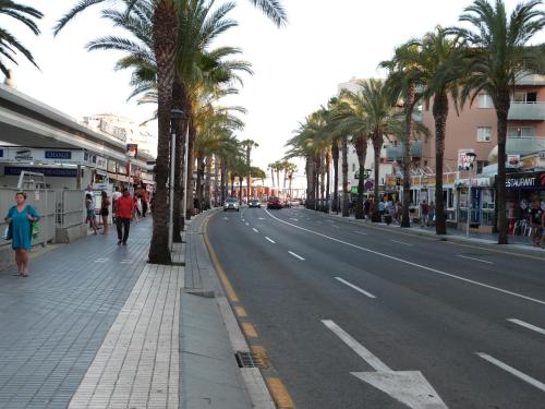 a street with palm trees on the side of the road at Lorena in Salou