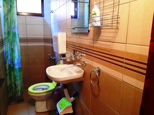 a small bathroom with a toilet and a sink at Niš Apartman in Niš