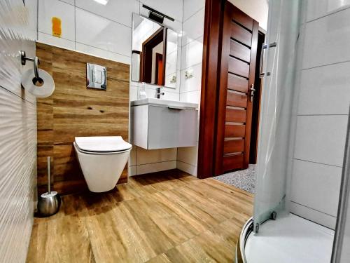 ポロニンにあるDomki Skalnicaのバスルーム(トイレ、洗面台付)