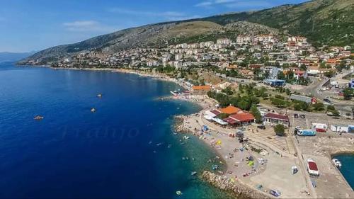 an aerial view of a beach with a town and the water at Dama Apartment in Senj