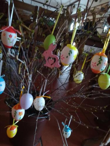 a tree with ornaments hanging from it at Dwa Dęby in Lubawka