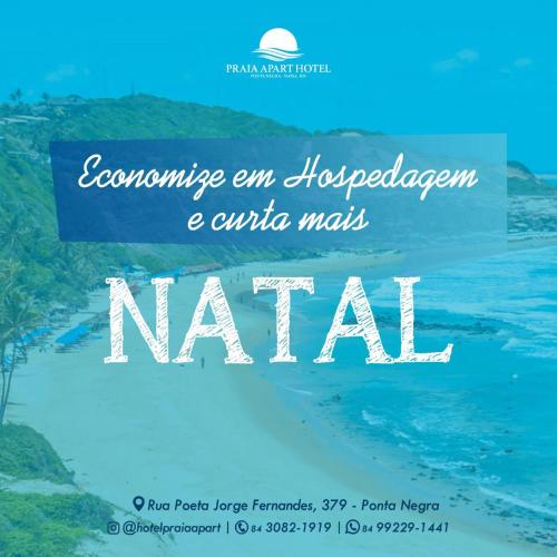 a poster of a beach with the words neatal at Praia Apart Hotel in Natal