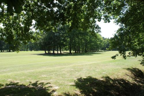 a large green field with trees in the background at DOMAINE DU BOIS SEGUIN in Saint-Loubert