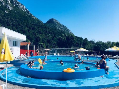 a group of people in a swimming pool at Artemis in Băile Herculane