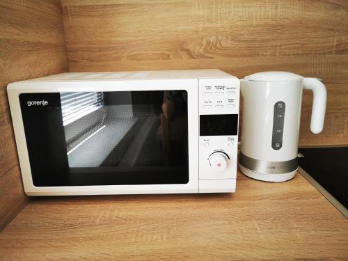 Kuchyň nebo kuchyňský kout v ubytování Apartmaji Tomšič