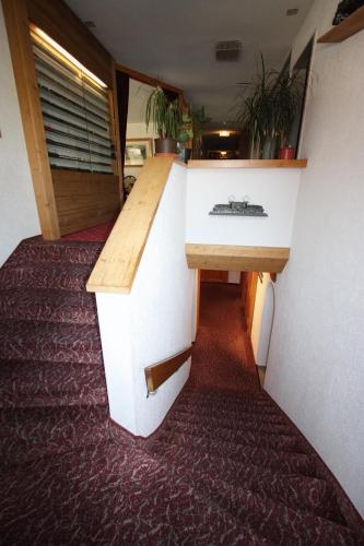 a room with a desk in a room with plants at Hotel Restaurant Alpina in Grindelwald