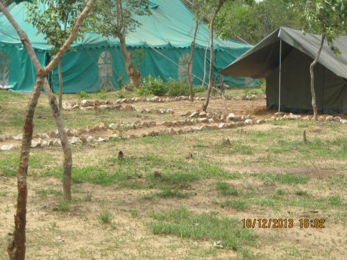 a tent with a group of animals in a field at Naumba Camp and Campsite in Ngoma