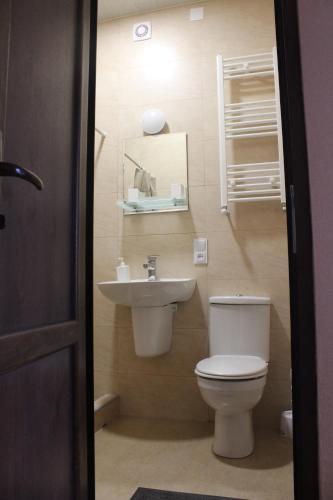 a bathroom with a toilet and a sink at Rustaveli st11 in Stepantsminda