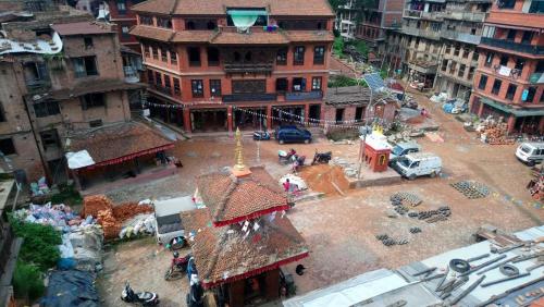 an aerial view of a street in a city at Pottery Home in Bhaktapur