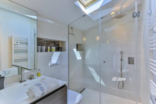 une salle de bain avec une douche, des toilettes et un lavabo dans l'établissement Maison Bianchi - 22 Jean Medecin, à Nice