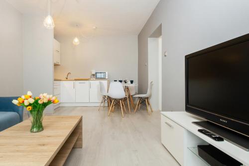 Televizorius ir (arba) pramogų centras apgyvendinimo įstaigoje Apartament Swietojanska przy Nabrzezu by Renters