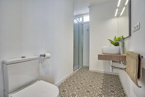 フエンヒロラにあるSur Suites Perla 6 - 2のトイレと洗面台付きのバスルーム