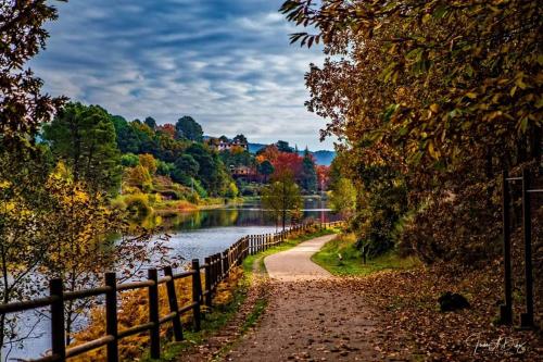 a path next to a river next to a fence at Gredos Loft in Arenas de San Pedro